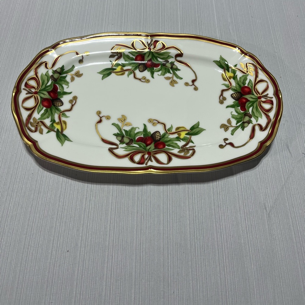 Tiffany Holiday Small Platter.  12" x 7"